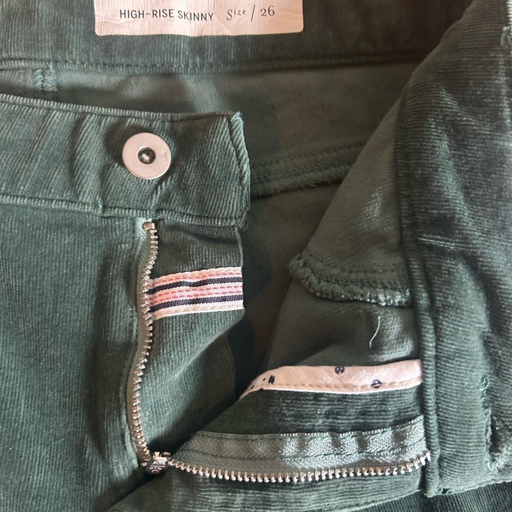 Pilcro Size 26 Corduroy High Rise Skinny Jeans Forest Green by Anthropology - Picture 9 of 14